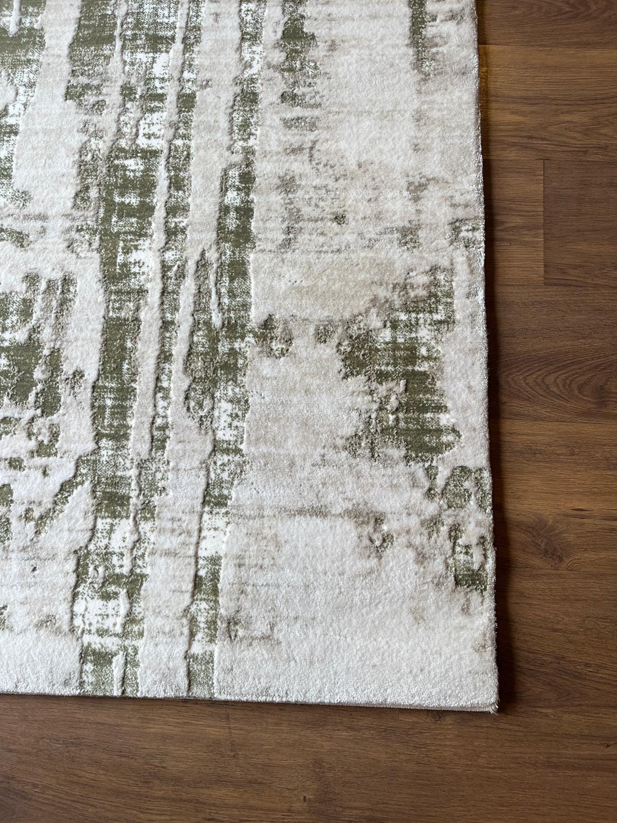 Olive Green Abstract Wool Rug – Contemporary Area Carpet 160x230cm
