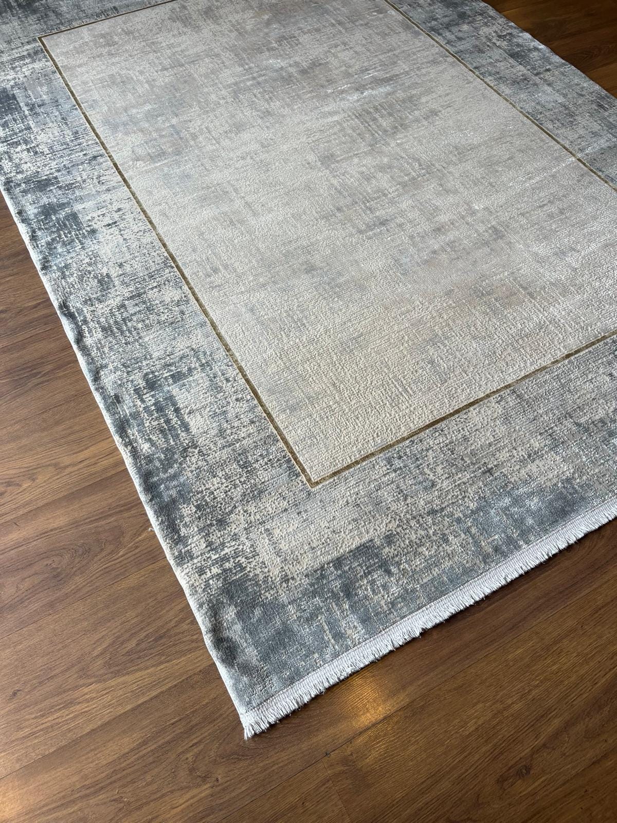 Contemporary Gray Abstract Area Rug, 160x230cm Large Modern Living Room Carpet