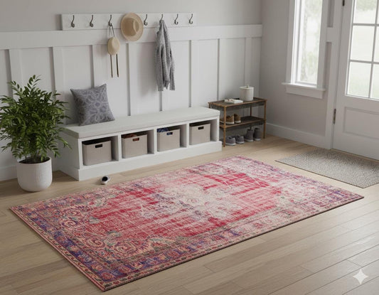 Vintage Turkish Wool Rug (4.8x7.6 ft): Handmade Anatolian Bohemian Area Rug
