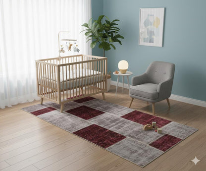 Handmade Wool Patchwork Rug: Bohemian Turkish Area Rug (3.9x6.9 ft)