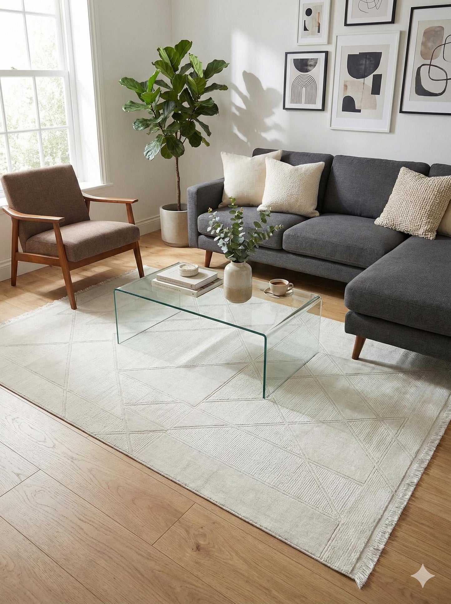Contemporary Geometric Area Rug 160x230cm – Modern Minimalist Carpet for Living Room