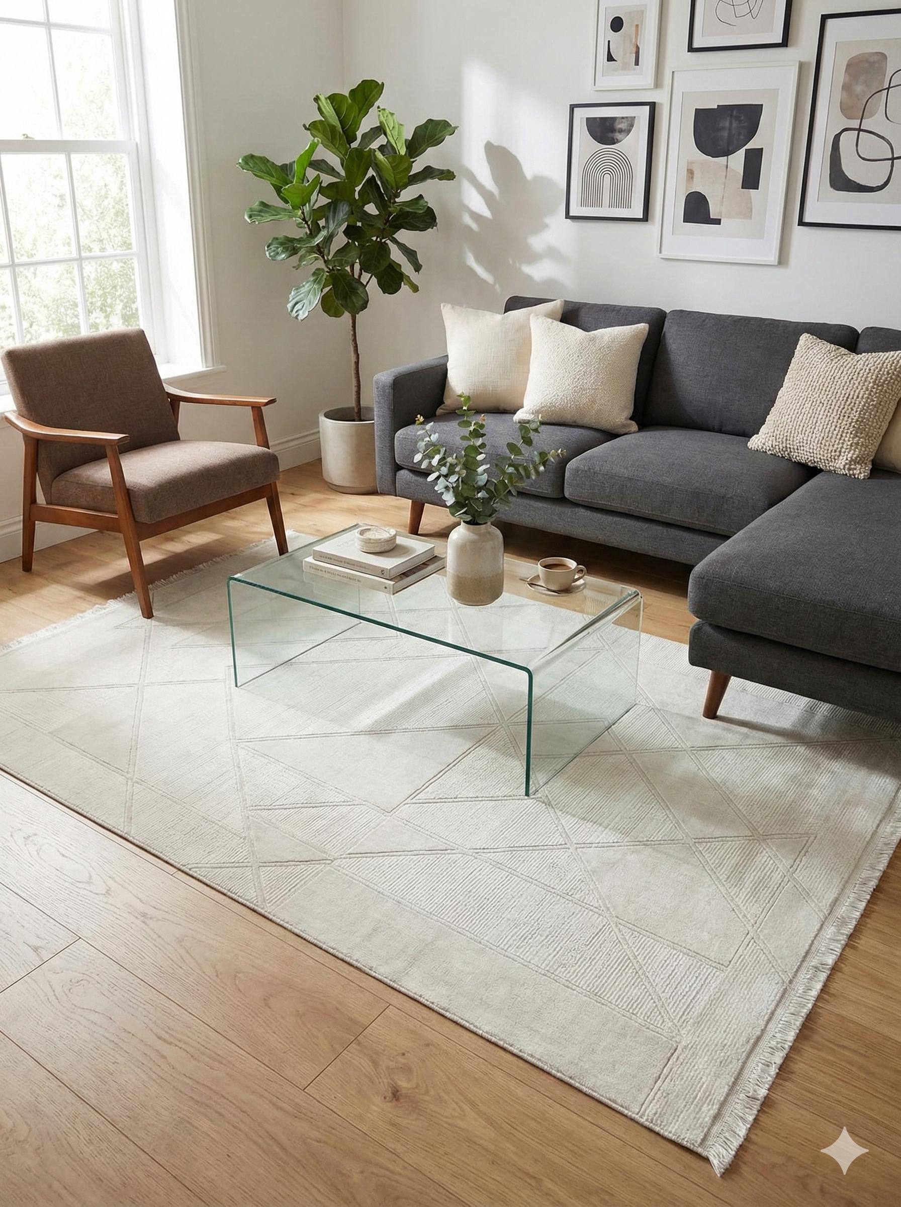 Contemporary Geometric Area Rug 160x230cm – Modern Minimalist Carpet for Living Room