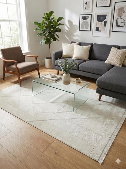 Contemporary Geometric Area Rug 160x230cm – Modern Minimalist Carpet for Living Room