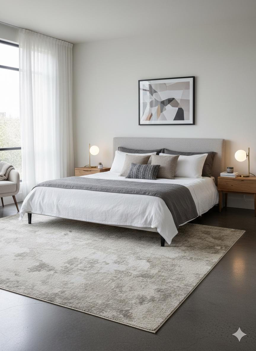 Contemporary Beige Abstract Area Rug: 160x230cm Soft Gray and Beige Fine Quality Carpet