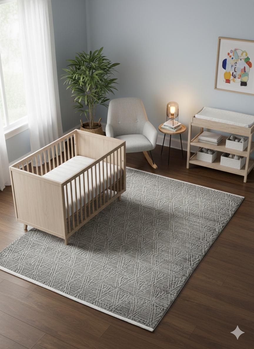 Modern Contemporary Area Rug, Grey Geometric 160x230cm Fine Quality Carpet for Living Room