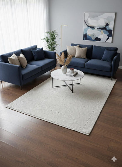 Textured Cream Area Rug, Modern Minimalist Living Room Carpet (160x230 cm)