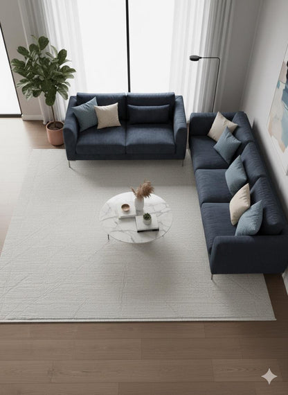 Textured Cream Area Rug, Modern Minimalist Living Room Carpet (160x230 cm)