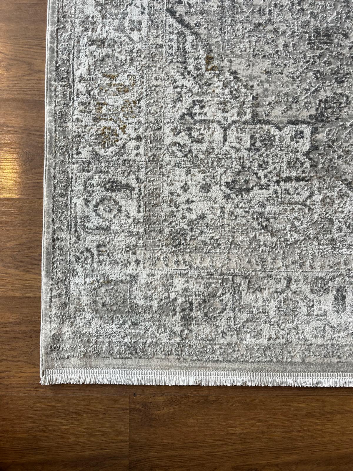 Modern Abstract Area Rug, 160x230 cm Contemporary Grey and Cream Fine Quality Carpet