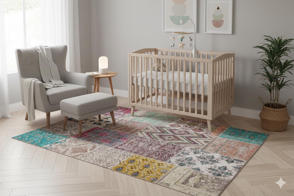 5x8, Handmade Wool Turkish Patchwork Rug – Vintage, Bohemian, One-of-a-Kind Area Rug