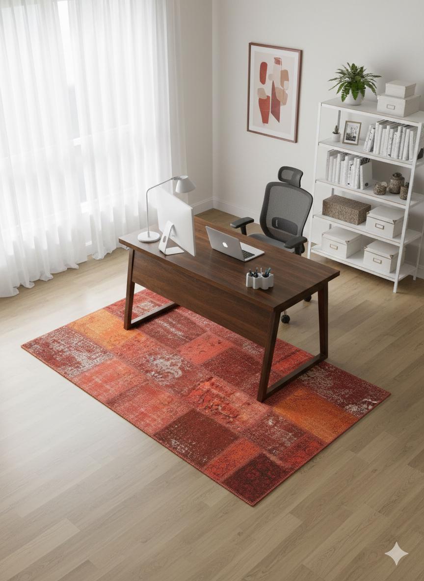5.4x9.2, Handmade Wool Turkish Patchwork Rug – Vintage, Bohemian, One-of-a-Kind Area Rug