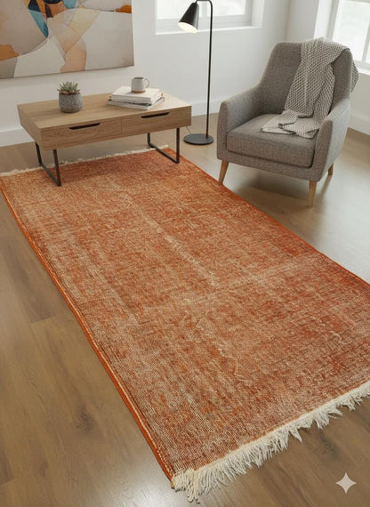 Vintage Turkish Wool Rug: Bohemian Anatolian Area Rug (3'8"x6'9")