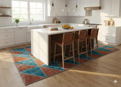5.6x8, Handmade Wool Turkish Patchwork Rug – Vintage, Bohemian, One-of-a-Kind Area Rug