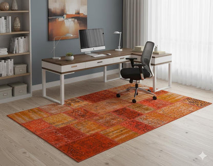 4x6, Handmade Wool Turkish Patchwork Rug – Vintage, Bohemian, One-of-a-Kind Area Rug