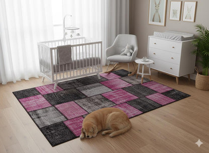 5.6x8, Handmade Wool Turkish Patchwork Rug – Vintage, Bohemian, One-of-a-Kind Area Rug