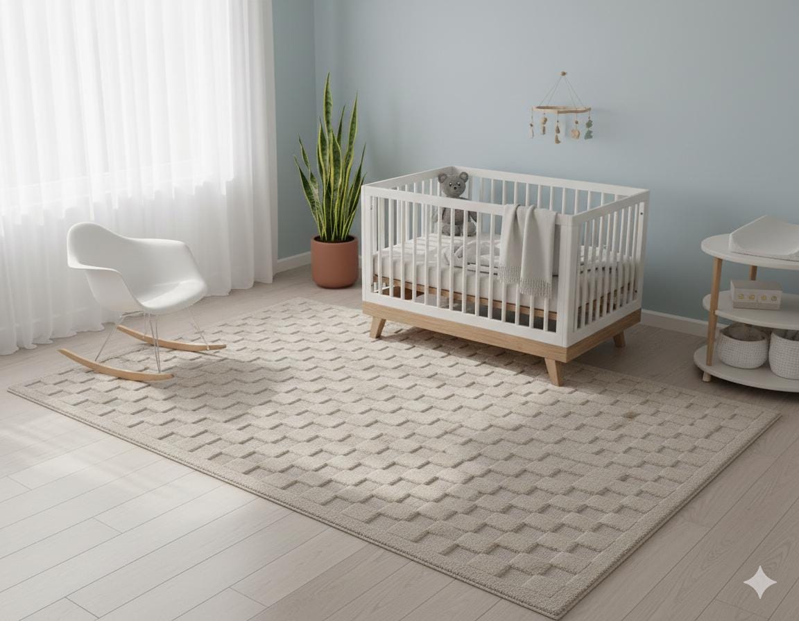 Contemporary Beige Basketweave Textured Area Rug – Modern Solid Neutral Carpet