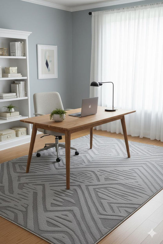 Contemporary Gray High-Low Pile Textured Area Rug – Modern Geometric Pattern Carpet