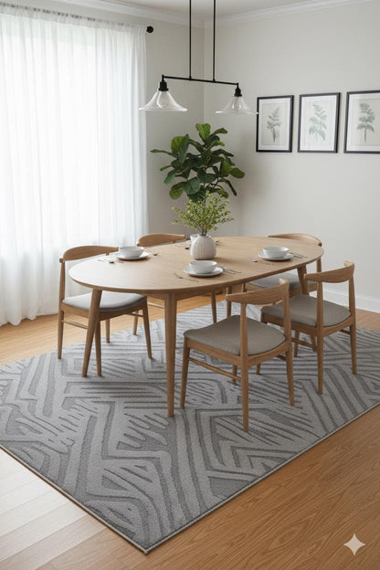 Contemporary Gray High-Low Pile Textured Area Rug – Modern Geometric Pattern Carpet