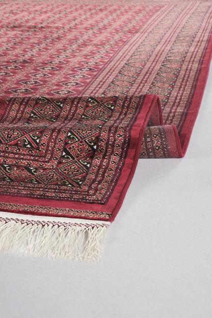 Red Afghan Area Rug – Silk-Feel Viscose Oriental Carpet