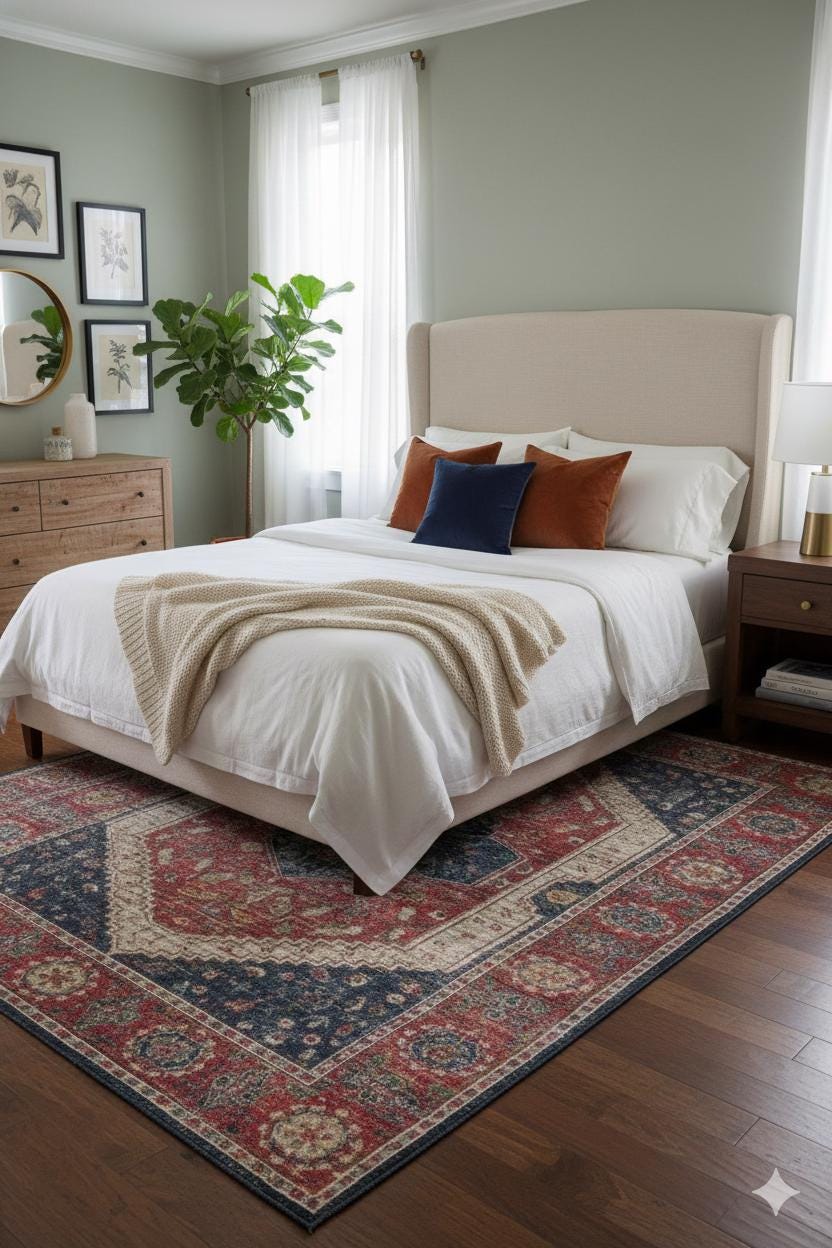 Red Vintage Rug: Classic Washable Rug with Tassels