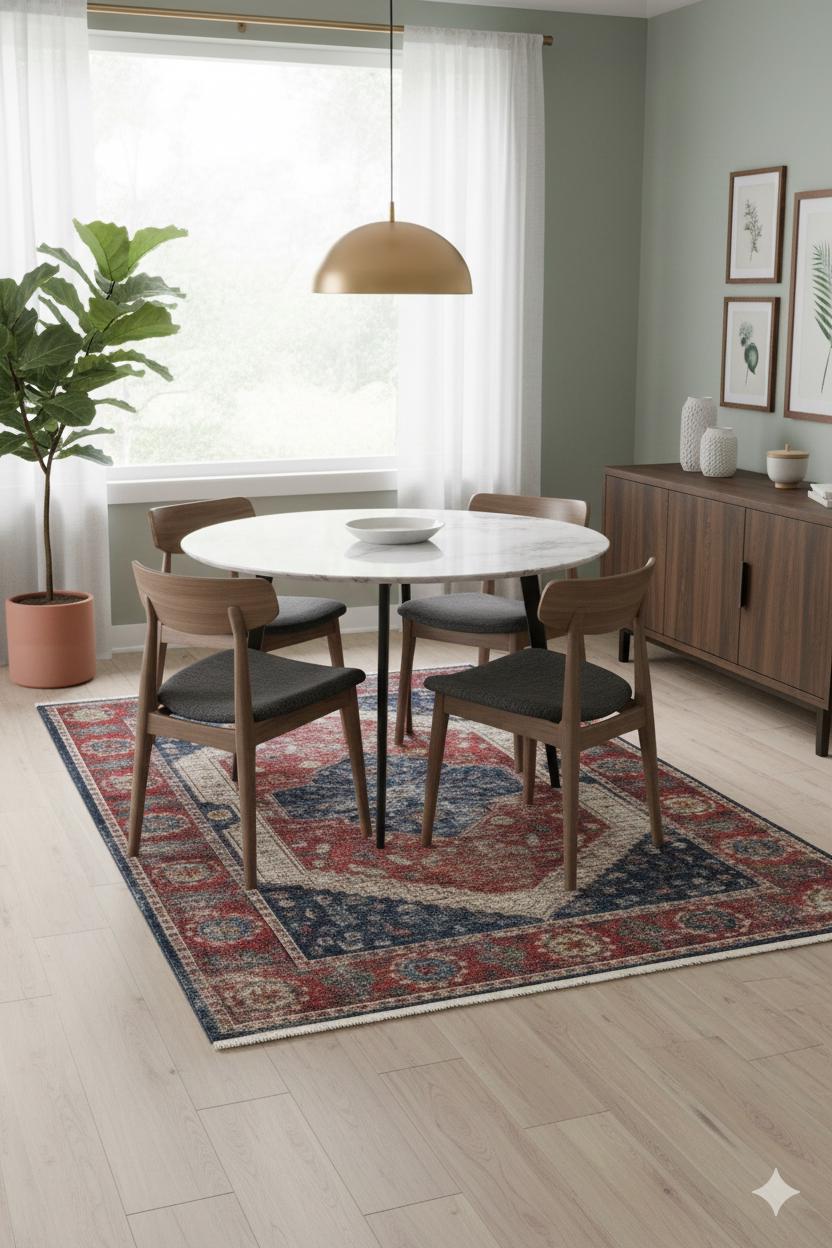 Red Vintage Rug: Classic Washable Rug with Tassels