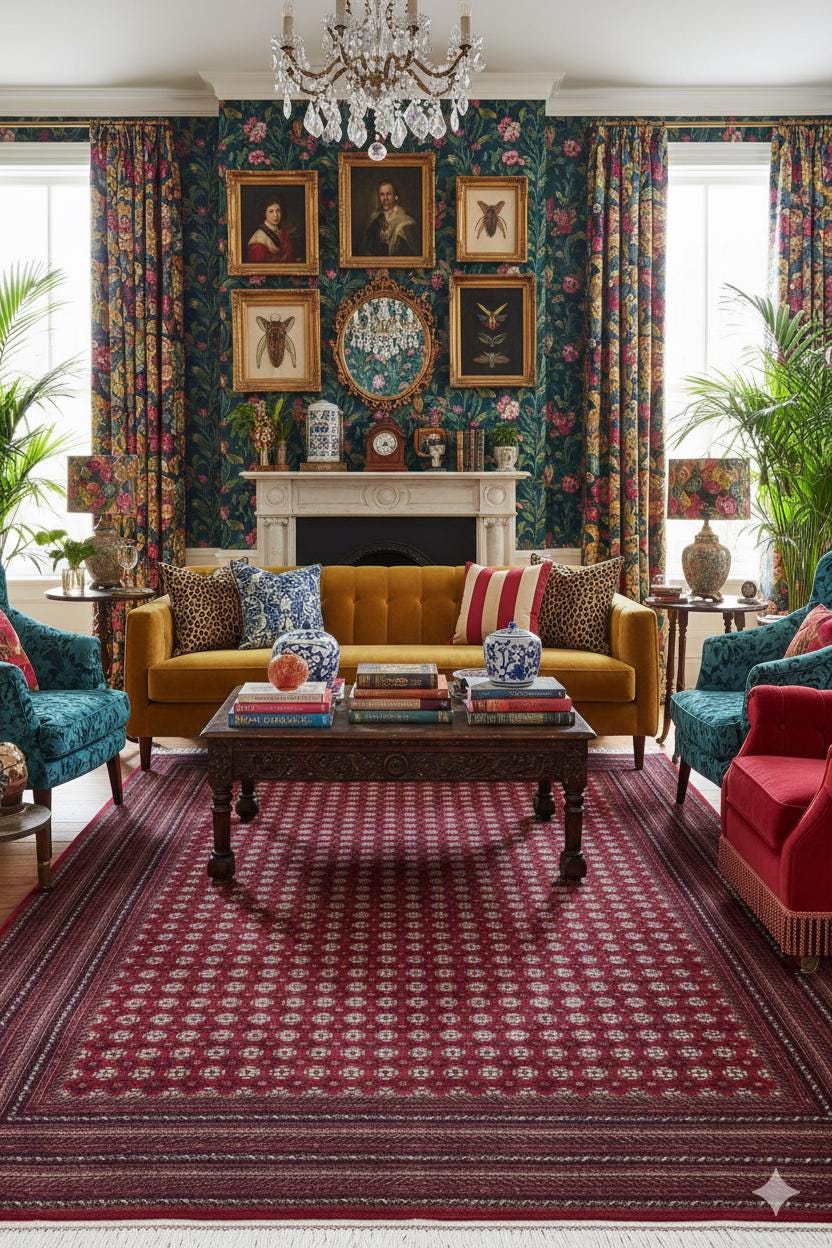 Red Afghan Area Rug – Silk-Feel Viscose Oriental Carpet