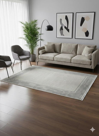 Distressed Geometric Area Rug – Taupe Beige Neutral Transitional Carpet