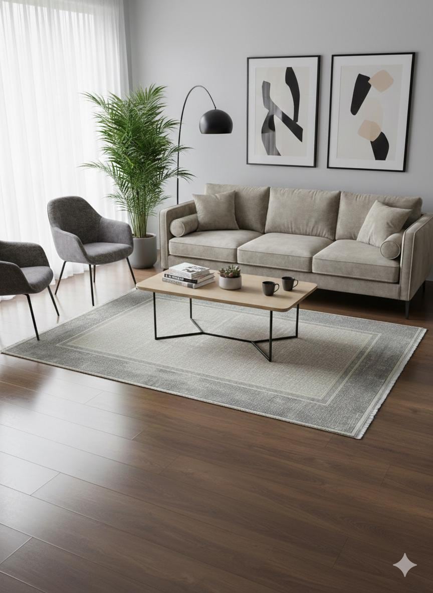 Distressed Geometric Area Rug – Taupe Beige Neutral Transitional Carpet