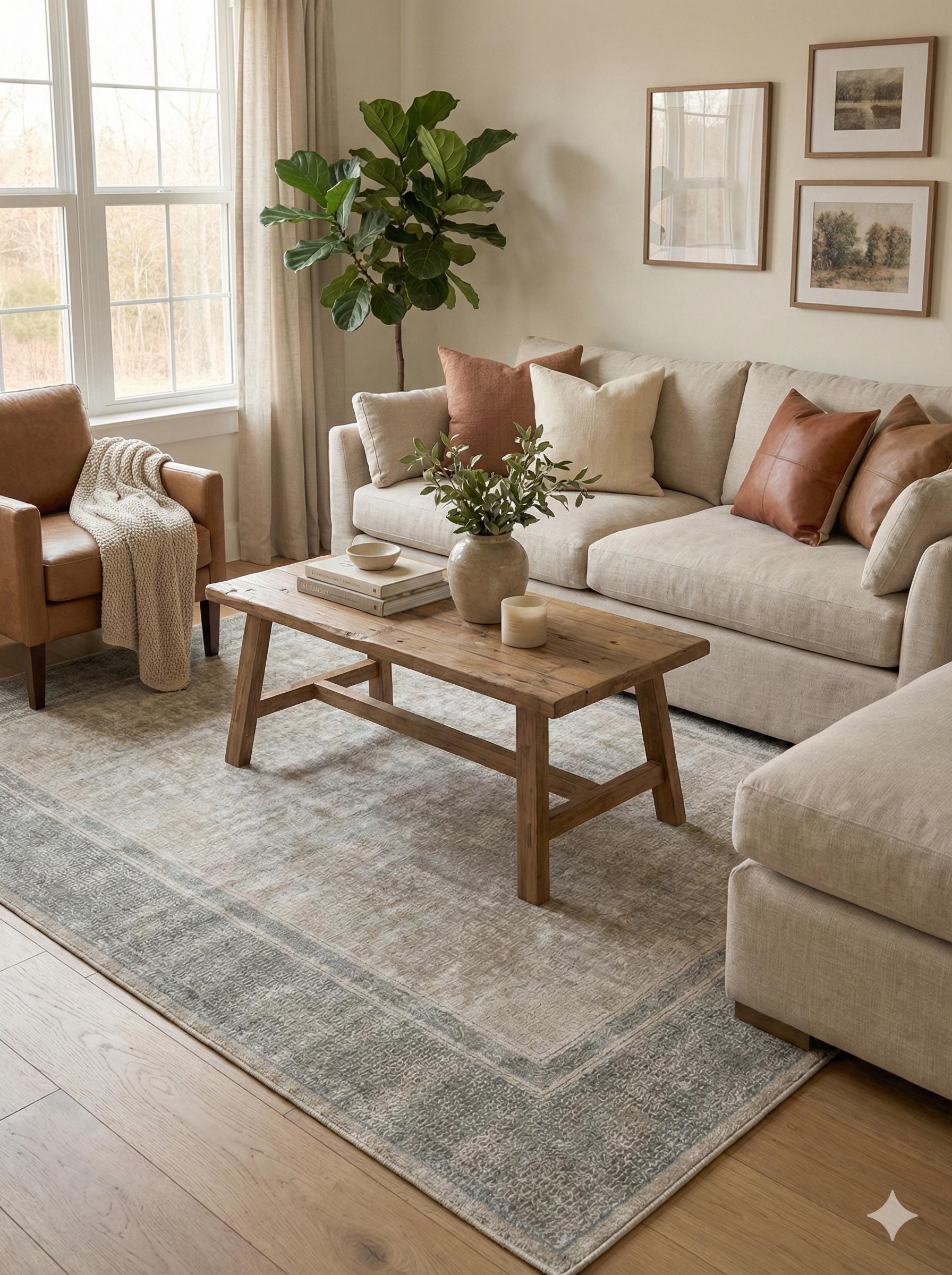 Distressed Geometric Area Rug – Taupe Beige Neutral Transitional Carpet