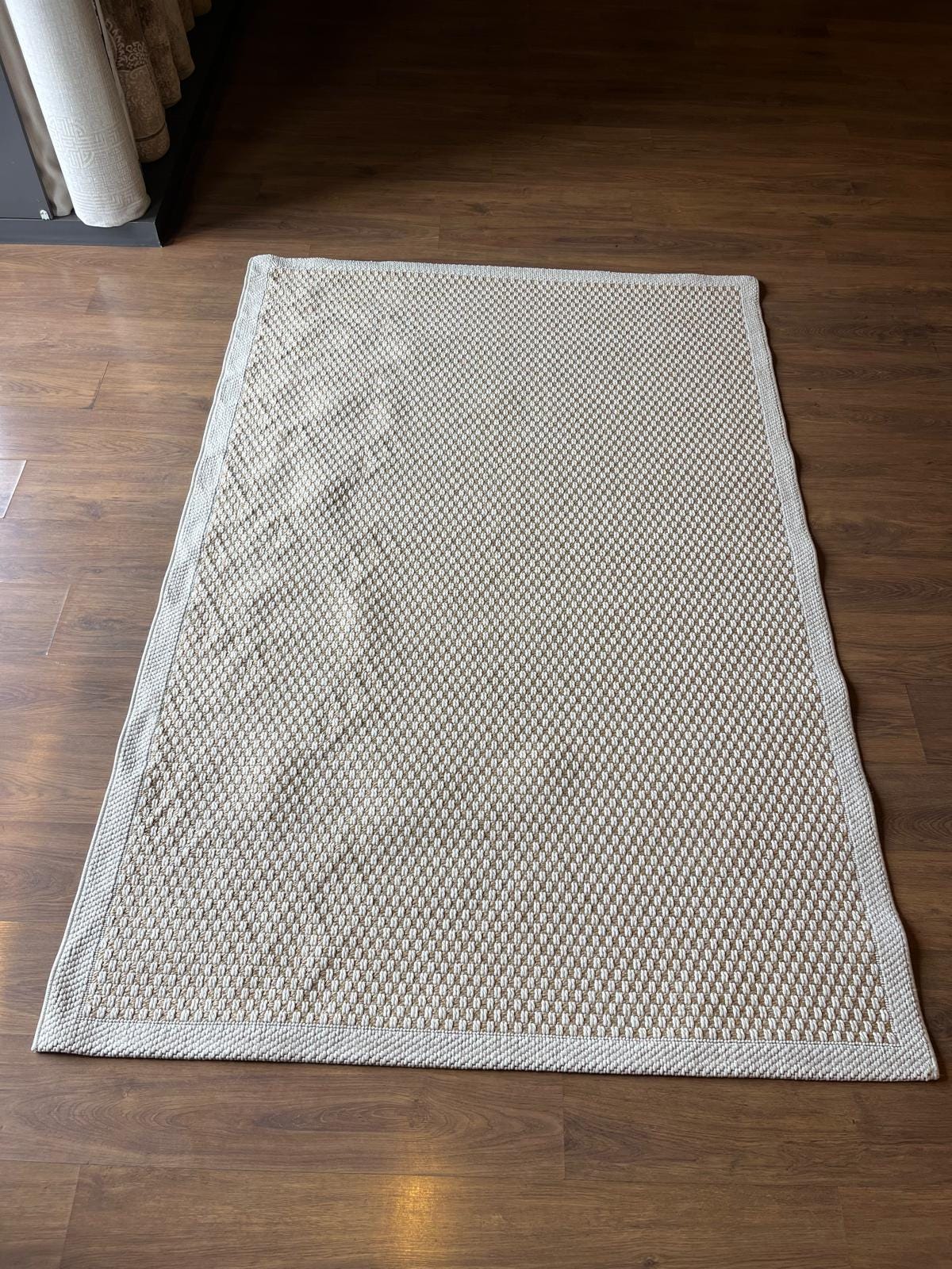 Modern Beige Jute Rug: Flatweave Outdoor/indoor carpet