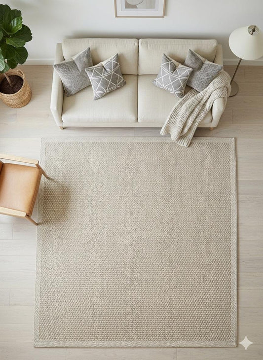 Modern Beige Jute Rug: Flatweave Outdoor/indoor carpet