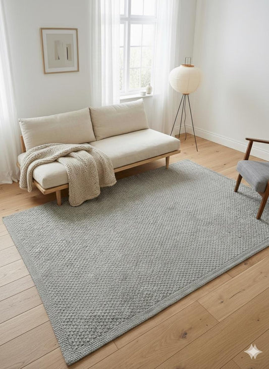 Modern Gray Jute Rug: Flatweave Outdoor/indoor carpet
