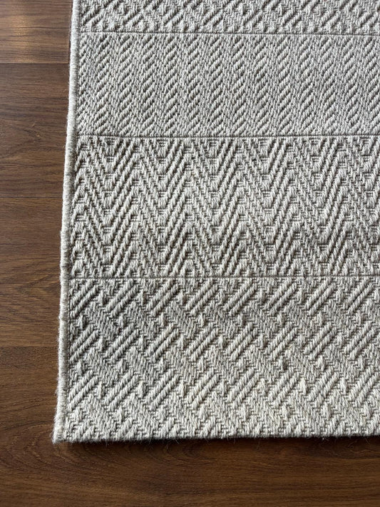 Modern Gray textured wool Rug: Flatweave Indoor carpet