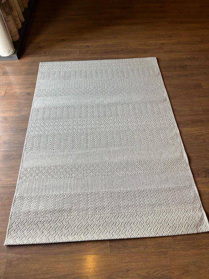 Modern Gray textured wool Rug: Flatweave Indoor carpet