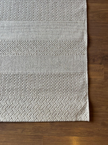 Modern Gray textured wool Rug: Flatweave Indoor carpet