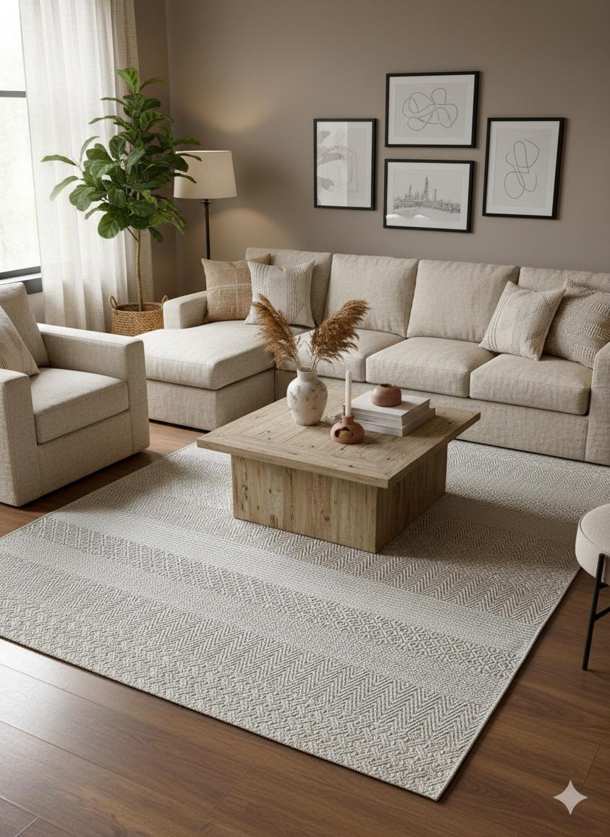 Modern Gray textured wool Rug: Flatweave Indoor carpet