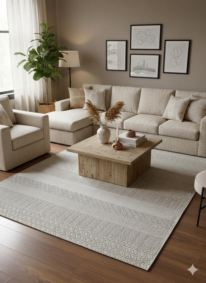 Modern Gray textured wool Rug: Flatweave Indoor carpet