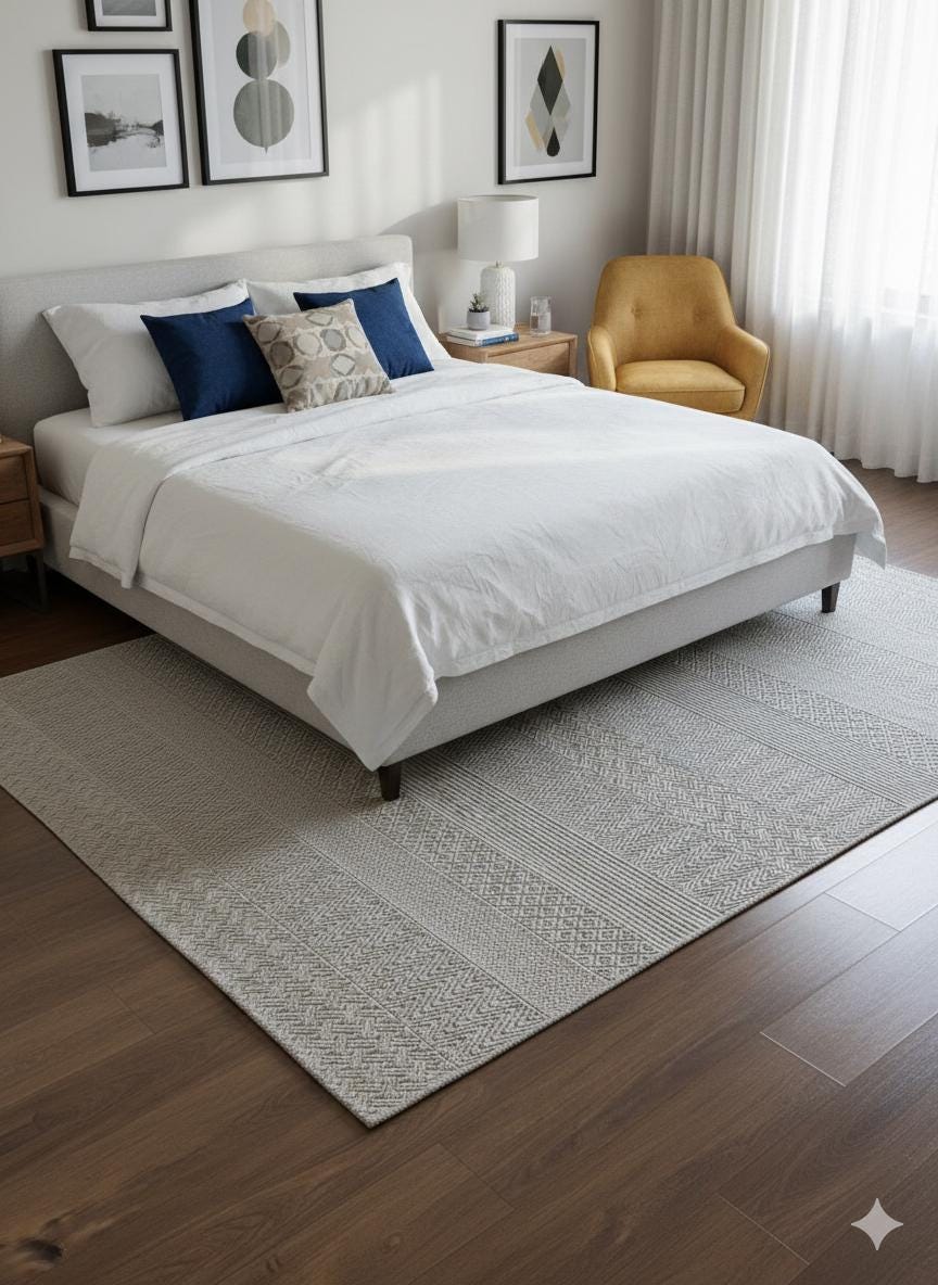Modern Gray textured wool Rug: Flatweave Indoor carpet