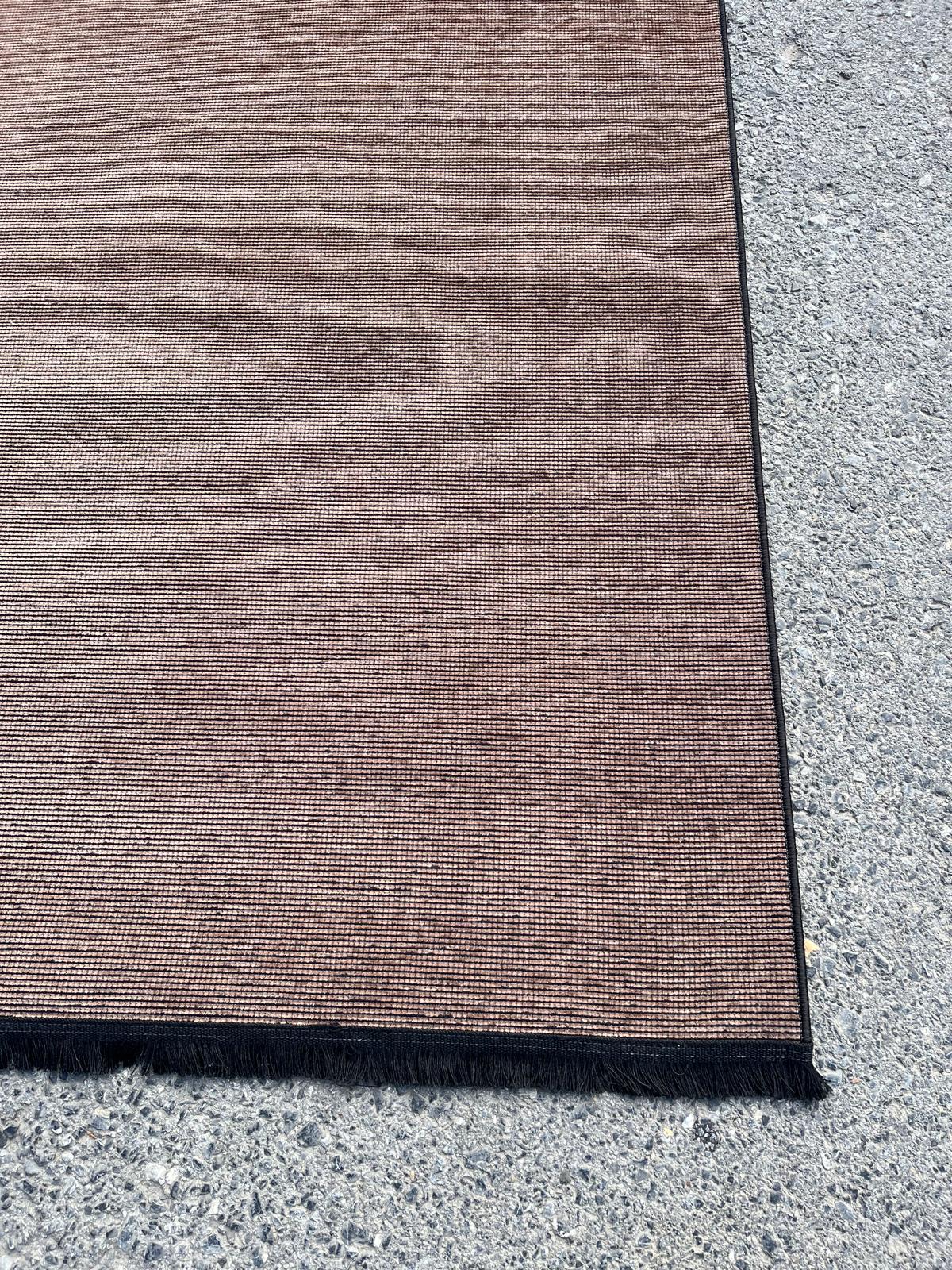 Modern Brown Stripe Rug: Washable Plain Cotton, Anti-Allergic carpet