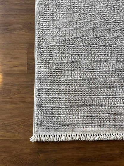 Modern Gray textured Rug: Flatweave Indoor carpet