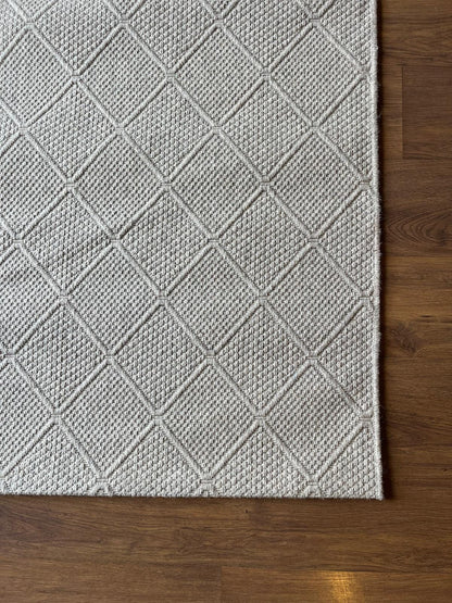 Modern Gray textured wool Rug: Flatweave Indoor carpet