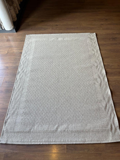 Modern Gray textured wool Rug: Flatweave Indoor carpet
