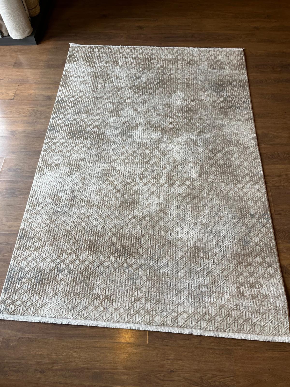 Contemporary Beige Abstract Area Rug: 160x230cm Soft Gray and Beige Fine Quality Carpet