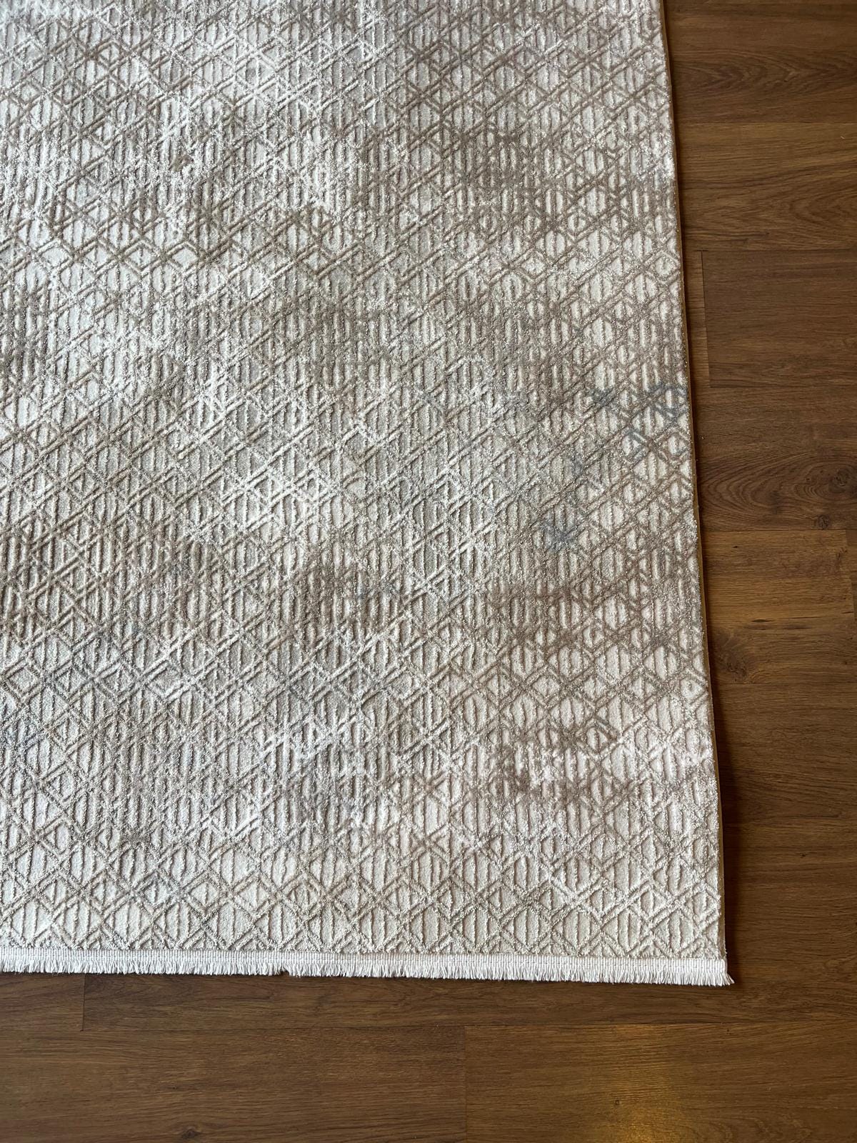Contemporary Beige Abstract Area Rug: 160x230cm Soft Gray and Beige Fine Quality Carpet