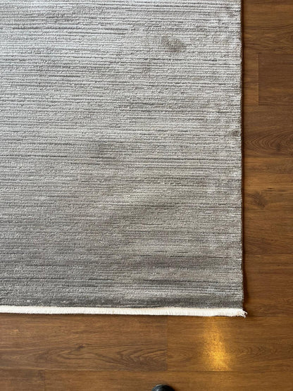 Modern Gray Area Rug with Tassels: Washable, Anti-Allergic Carpet