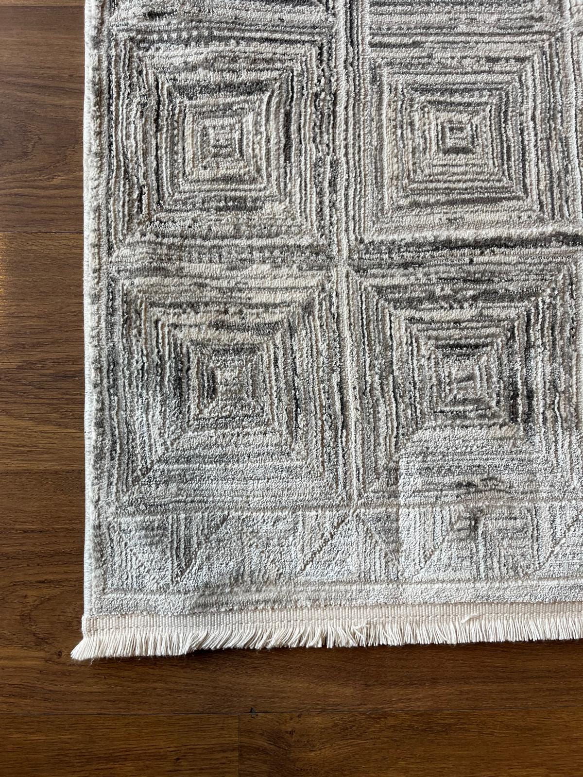 Modern Contemporary Area Rug, Grey Geometric 160x230cm Fine Quality Carpet for Living Room