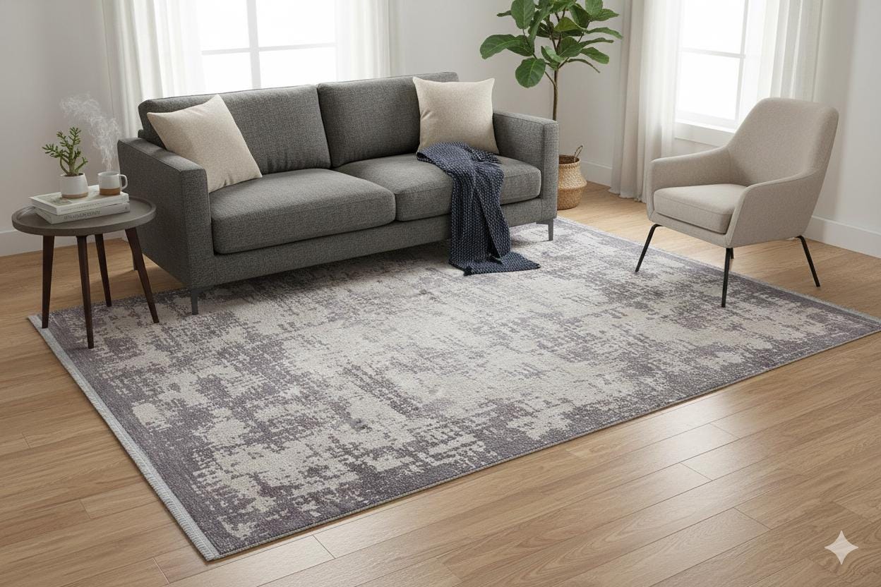 Modern Contemporary Area Rug, Grey Abstract 160x230cm Fine Quality Carpet for Living Room