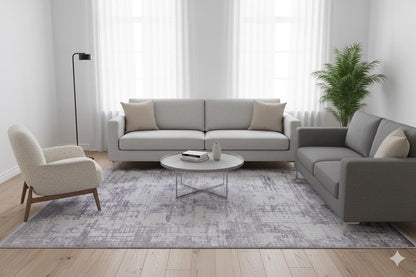 Modern Contemporary Area Rug, Grey Abstract 160x230cm Fine Quality Carpet for Living Room