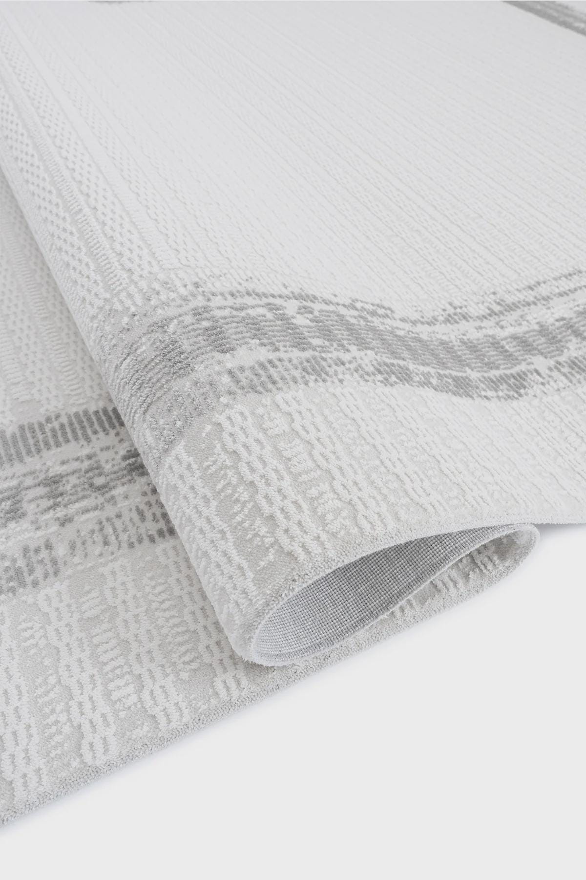 Modern White Texture Rug, 5x7 Cream Contemporary Area Carpet (160x230cm)