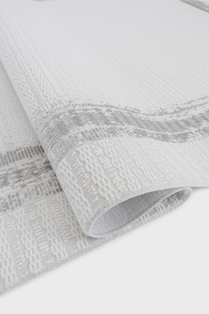 Modern White Texture Rug, 5x7 Cream Contemporary Area Carpet (160x230cm)
