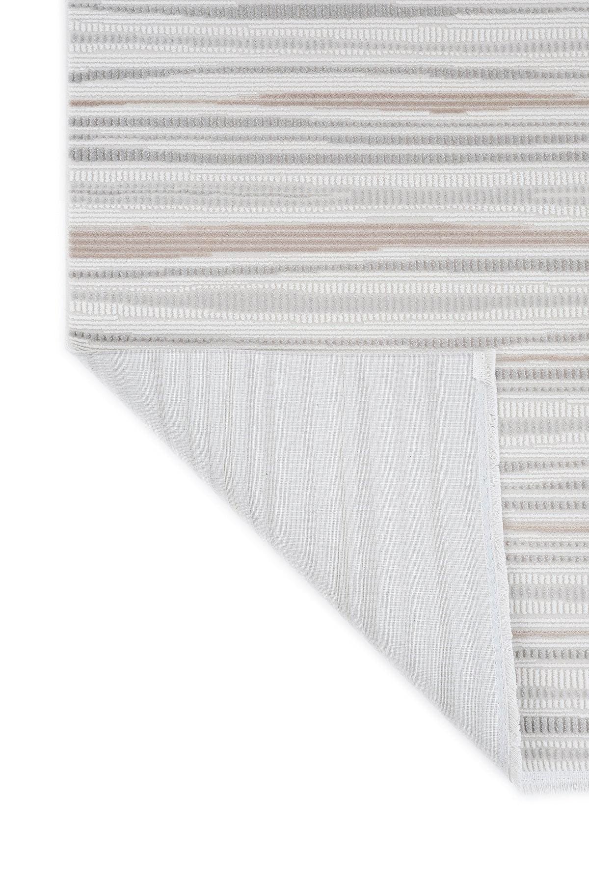 Modern White Striped Texture Rug, 5x7 Cream Contemporary Area Carpet (160x230cm)